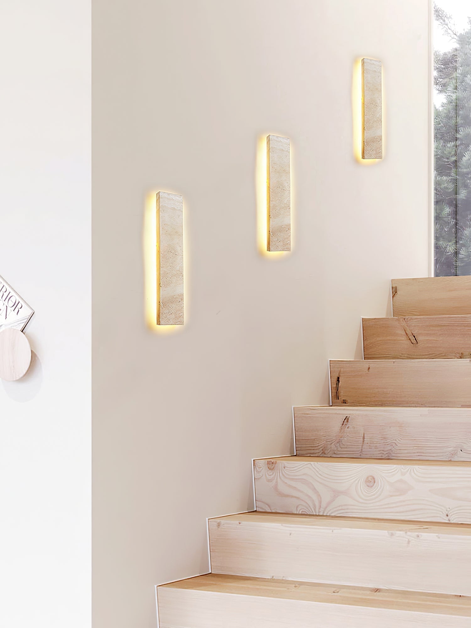 Olnorir Slim Rectangle Travertine Wall Light