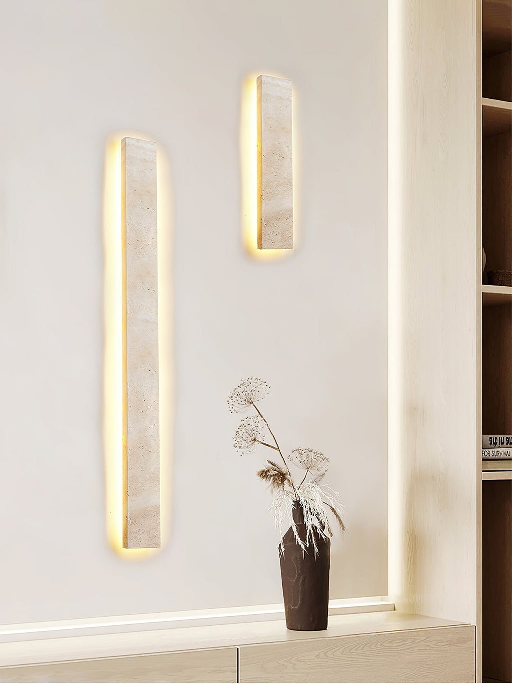 Olnorir Slim Rectangle Travertine Wall Light