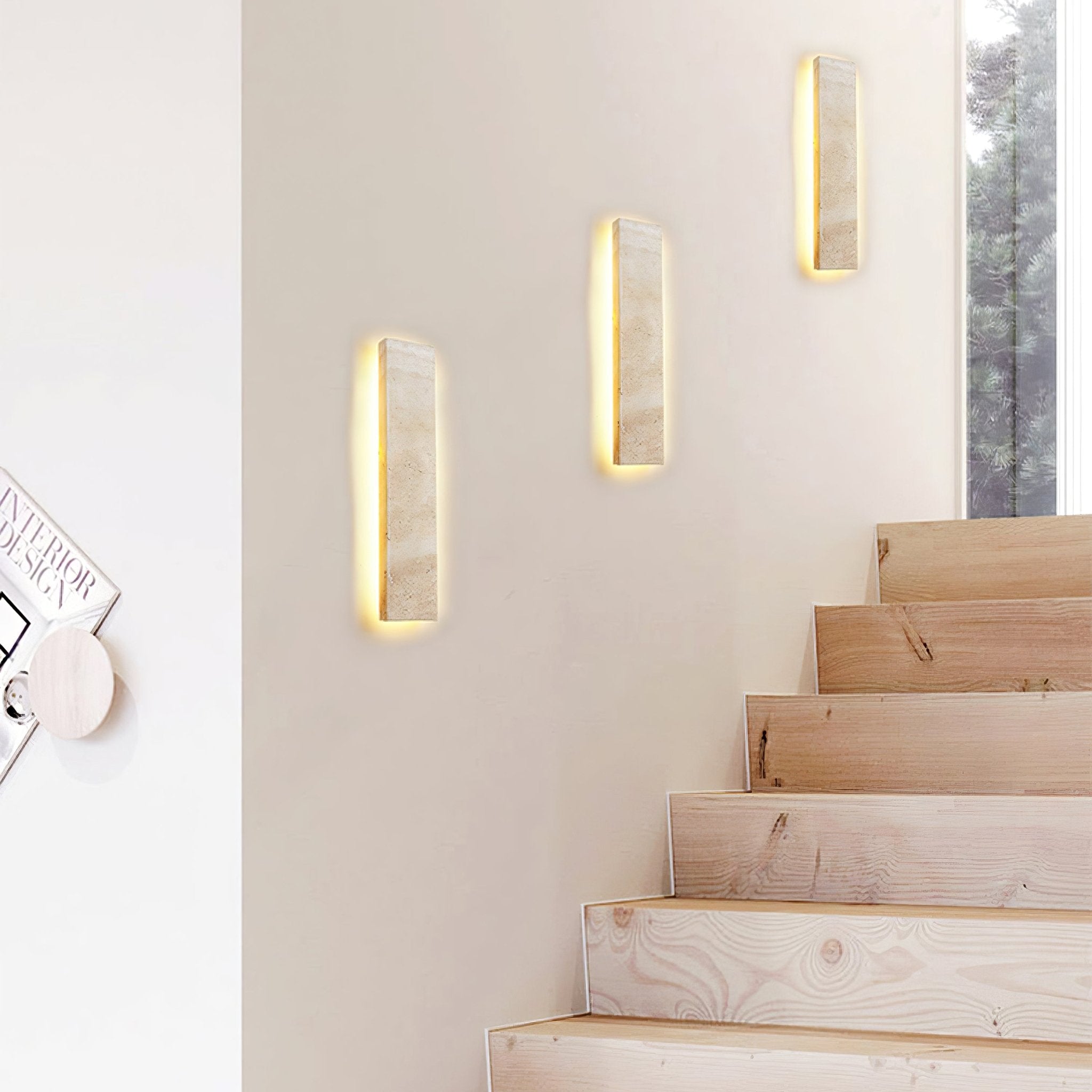 Olnorir Slim Rectangle Travertine Wall Light