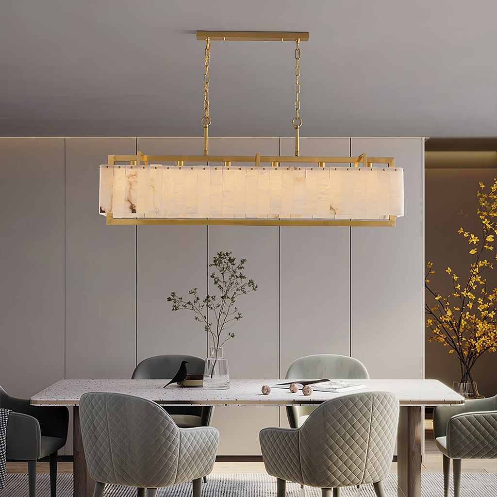 Aether Rectangular Alabaster Pendant Light Chandelier