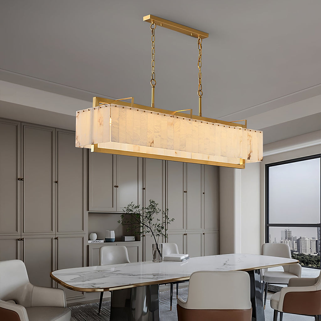 Aether Rectangular Alabaster Pendant Light Chandelier