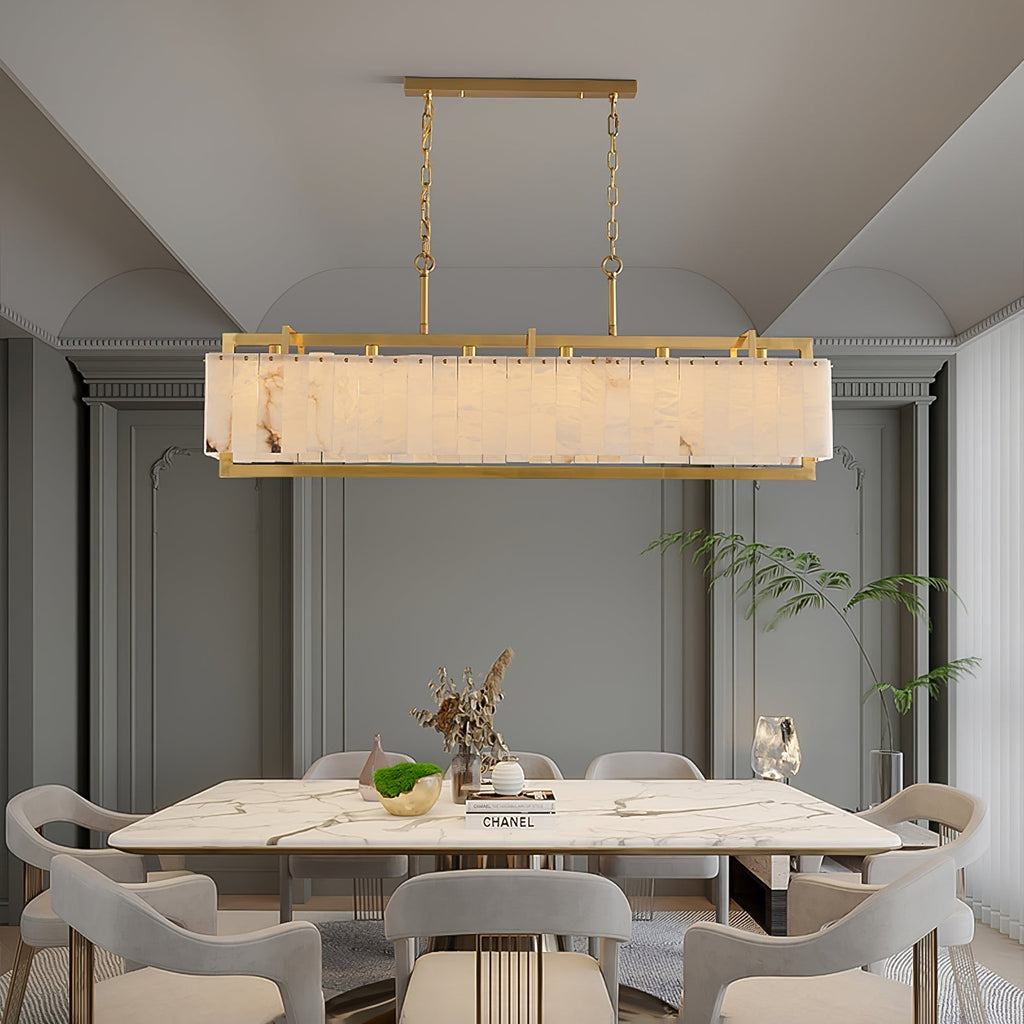 Aether Rectangular Alabaster Pendant Light Chandelier