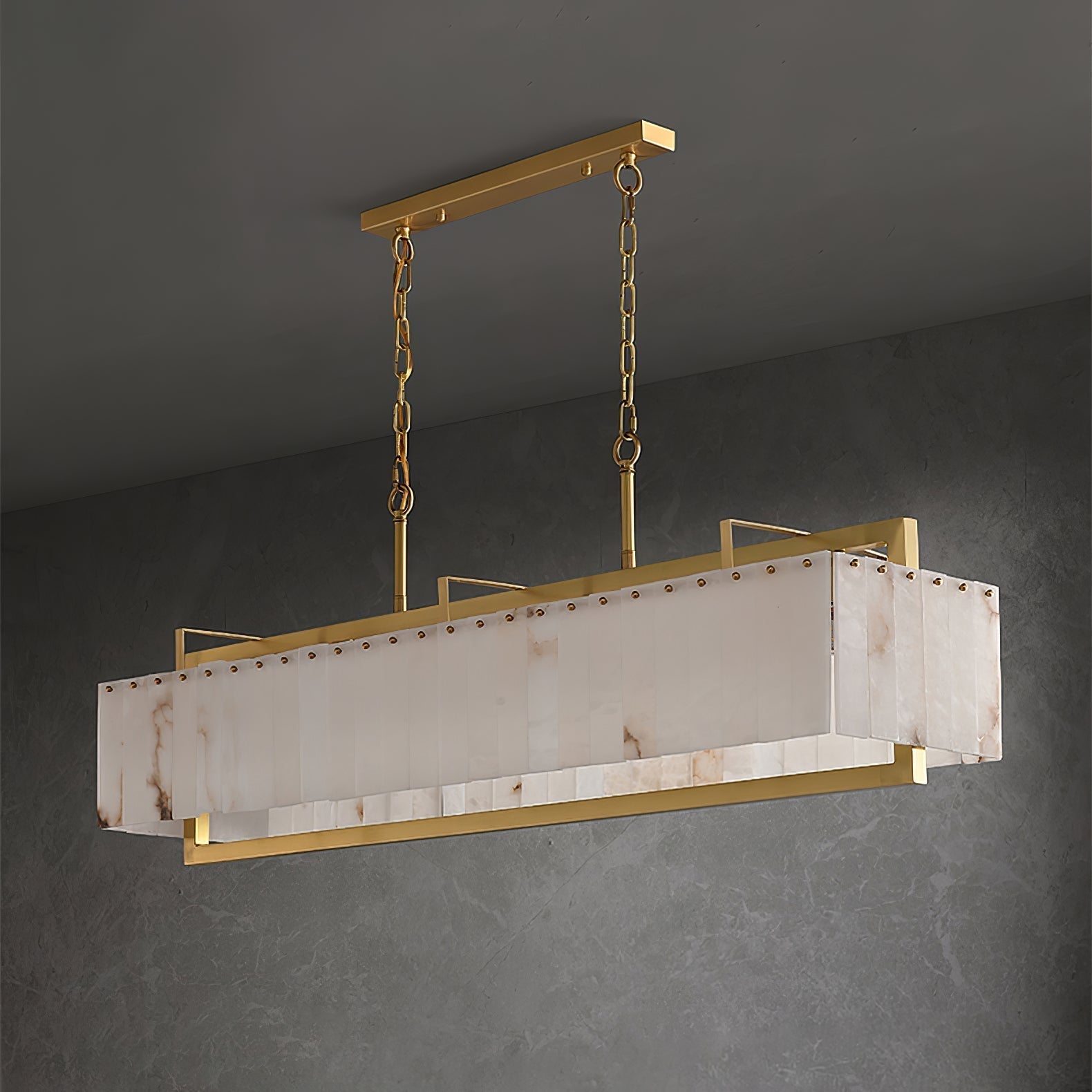 Aether Rectangular Alabaster Pendant Light Chandelier