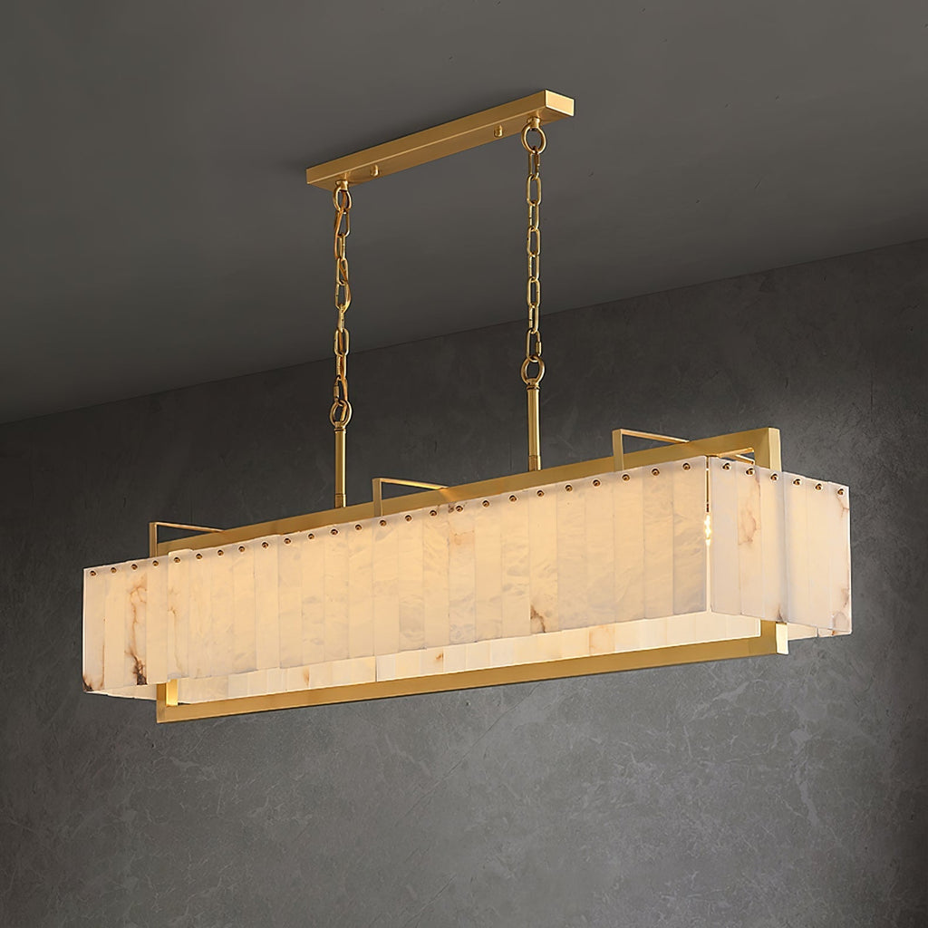 Aether Rectangular Alabaster Pendant Light Chandelier