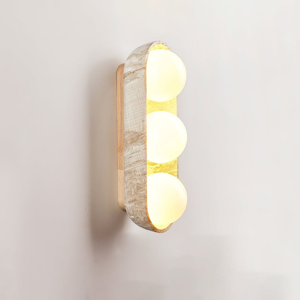Trio Globe Travertine Wall Sconce