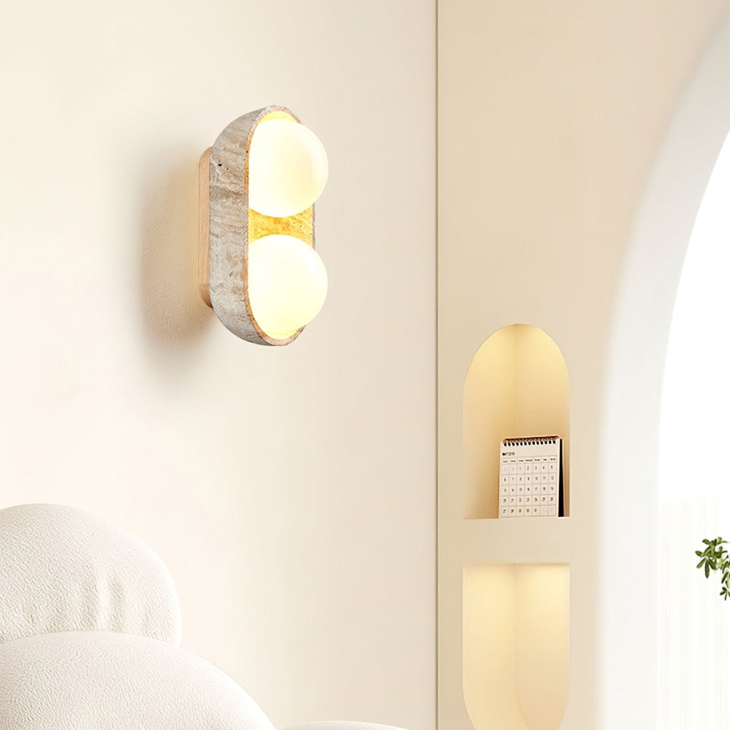 Trio Globe Travertine Wall Sconce