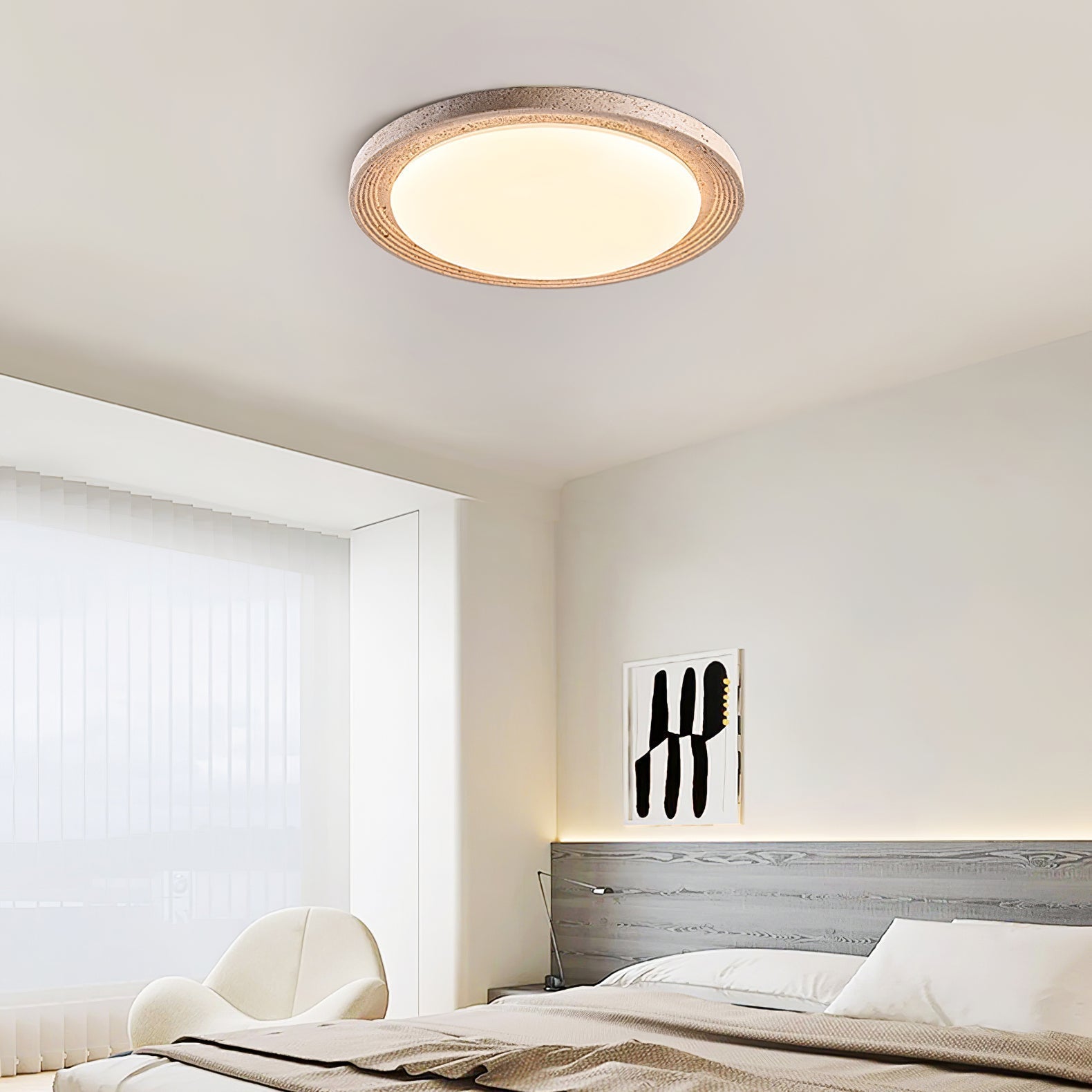 Olphaan Ringed Travertine Ceiling Light