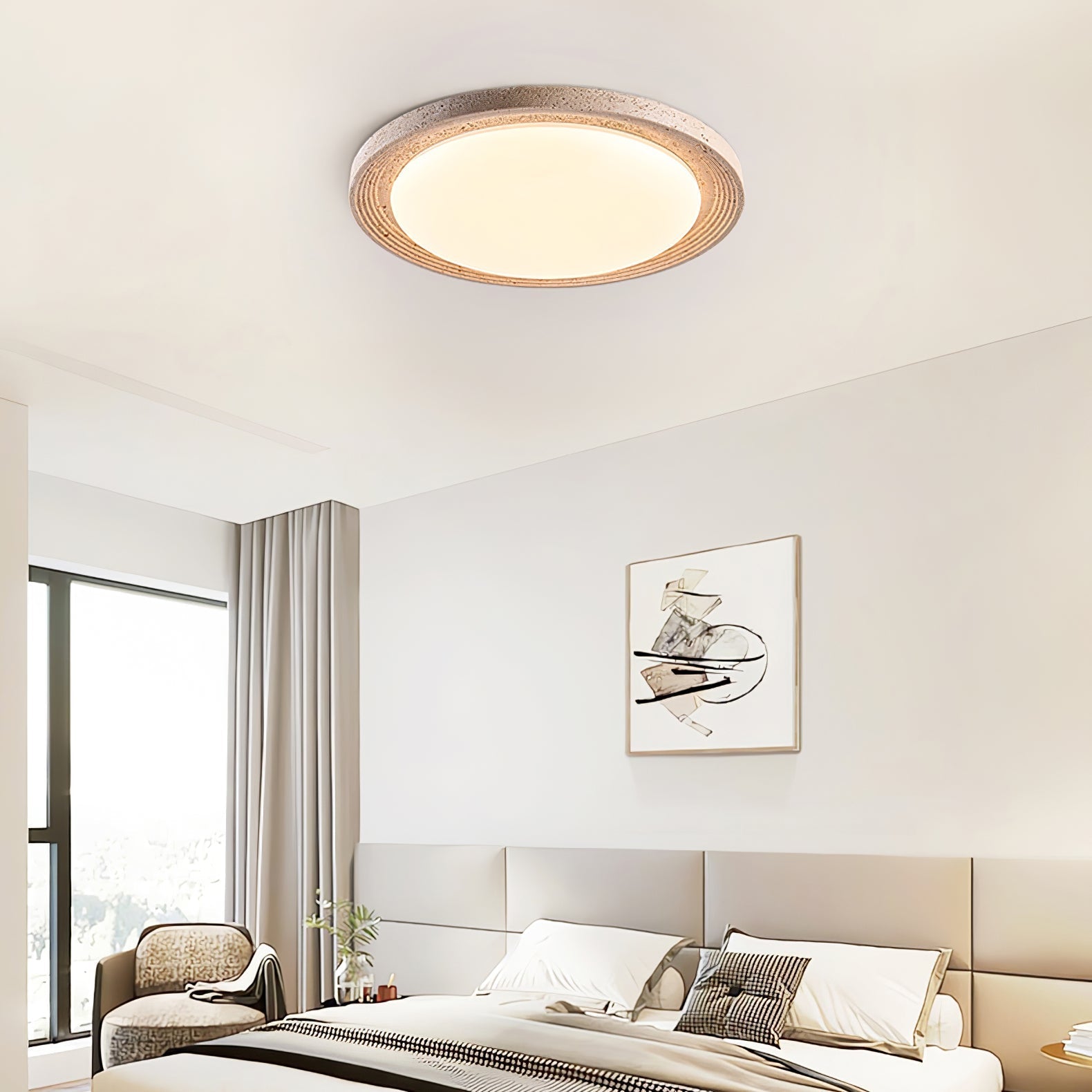 Olphaan Ringed Travertine Ceiling Light