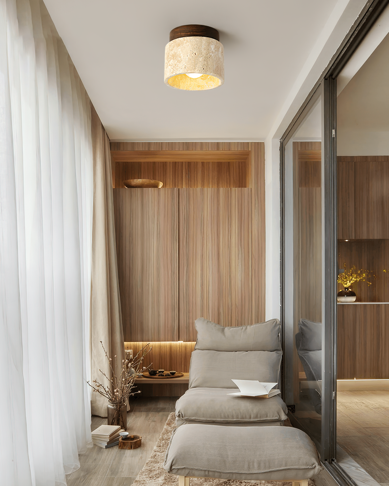 Ritta Stone  Travertine Ceiling Light