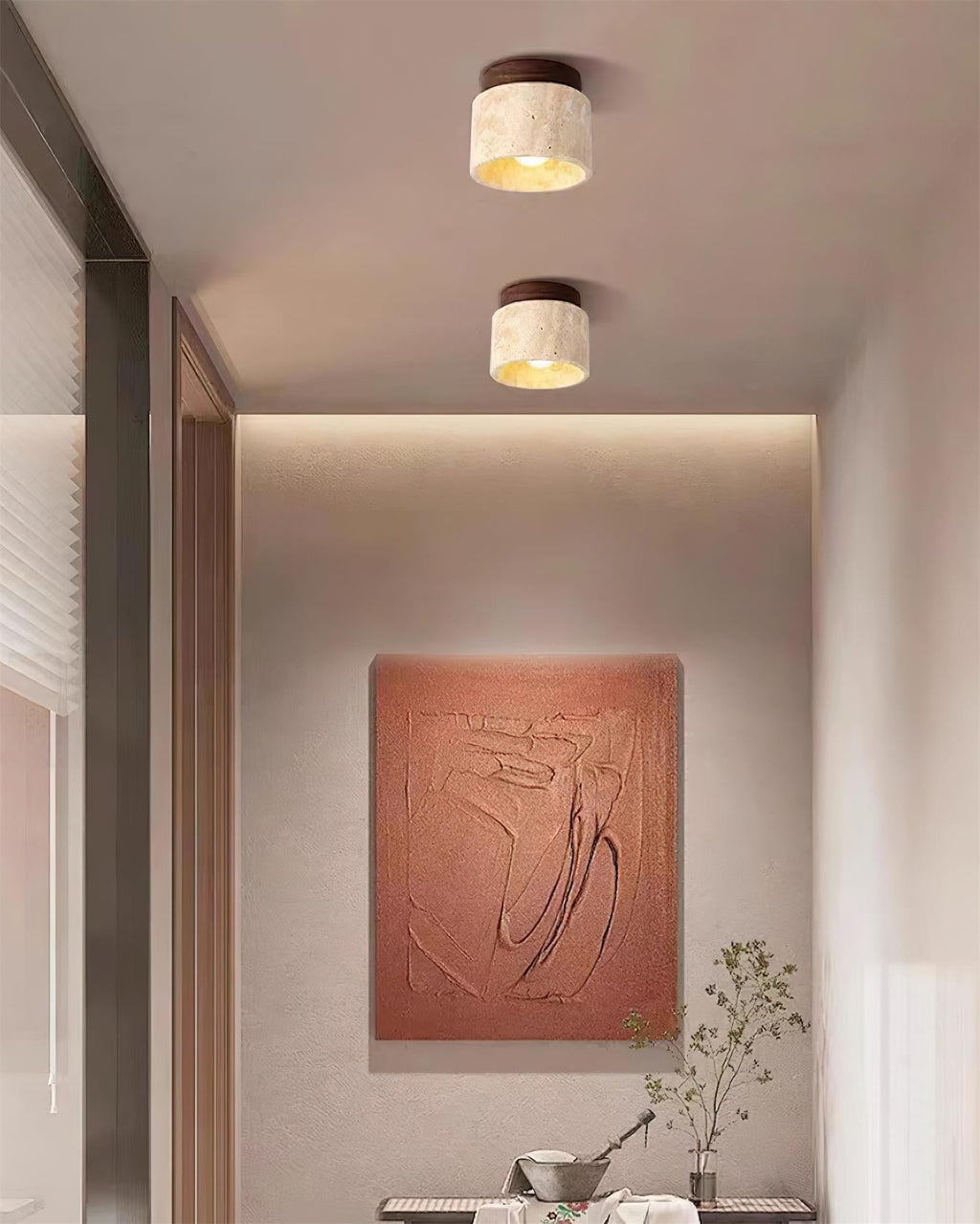 Ritta Stone  Travertine Ceiling Light