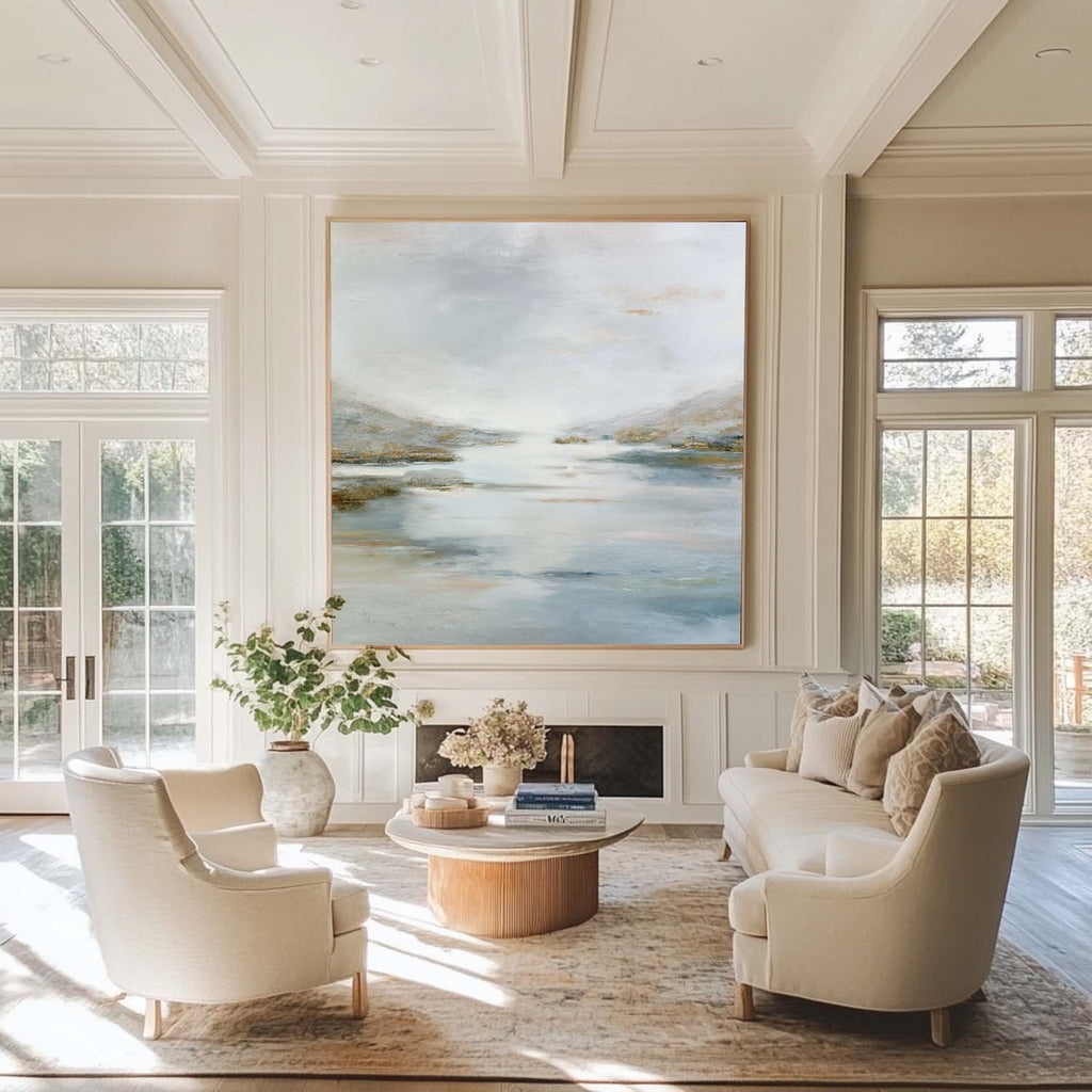 Serene Abstract Landscape Oil Painting Neutral