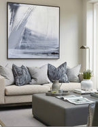 Gray White Minimalist Abstract Oil Painting