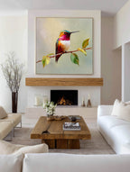 Vibrant Hummingbird Painting Impressionist Bird