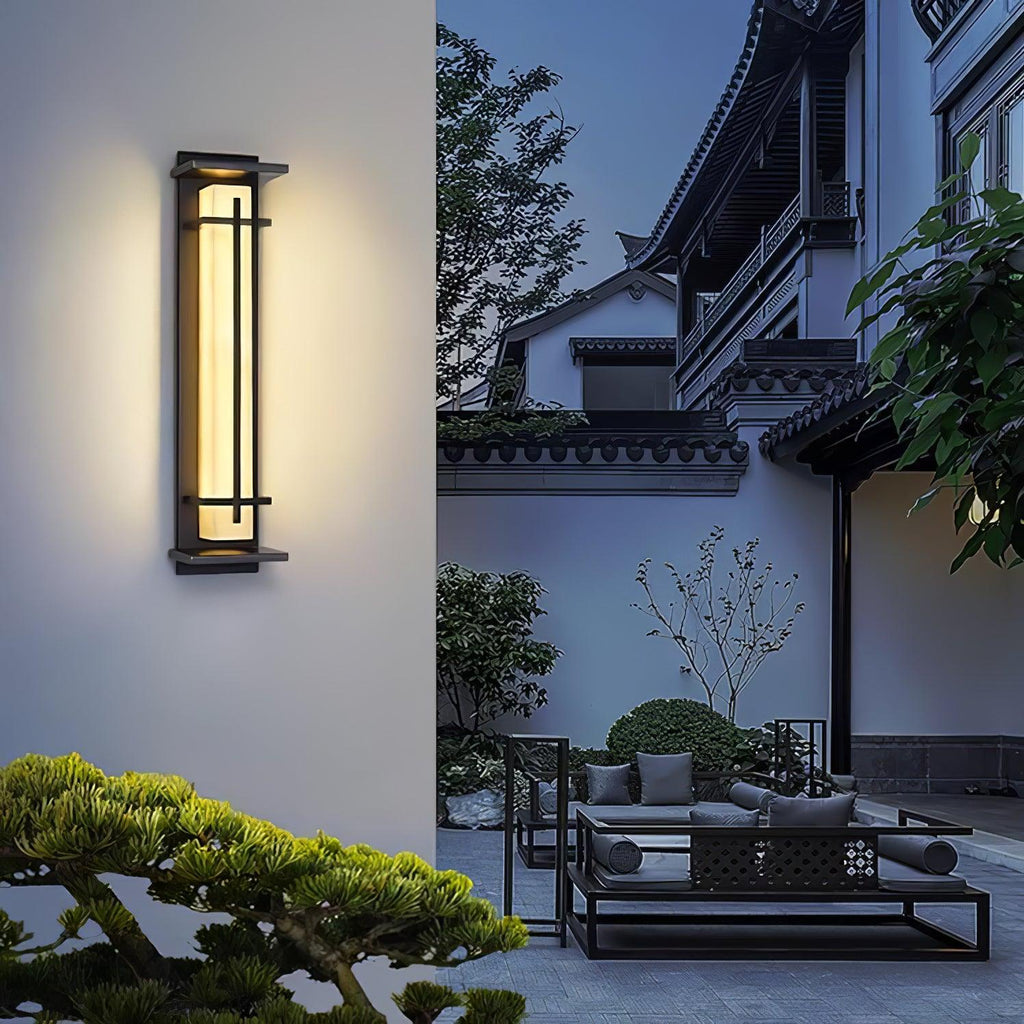 Ray Square Outdoor Wall Light  Imitation Alabaster Waterproof