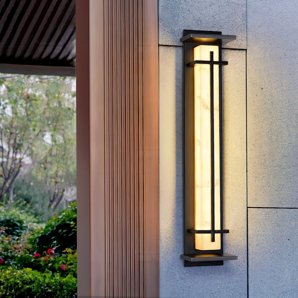 Ray Square Outdoor Wall Light  Imitation Alabaster Waterproof