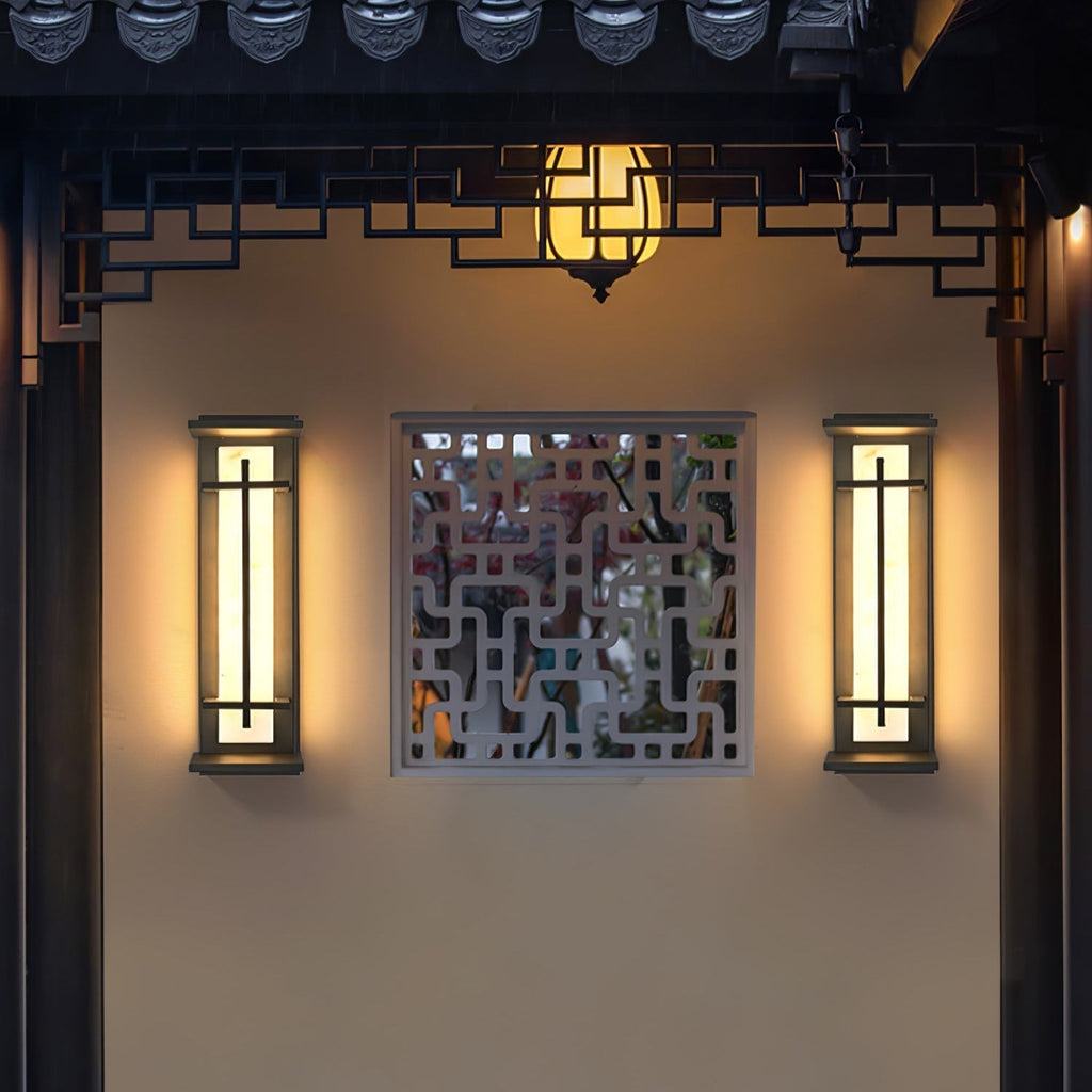 Ray Square Outdoor Wall Light  Imitation Alabaster Waterproof