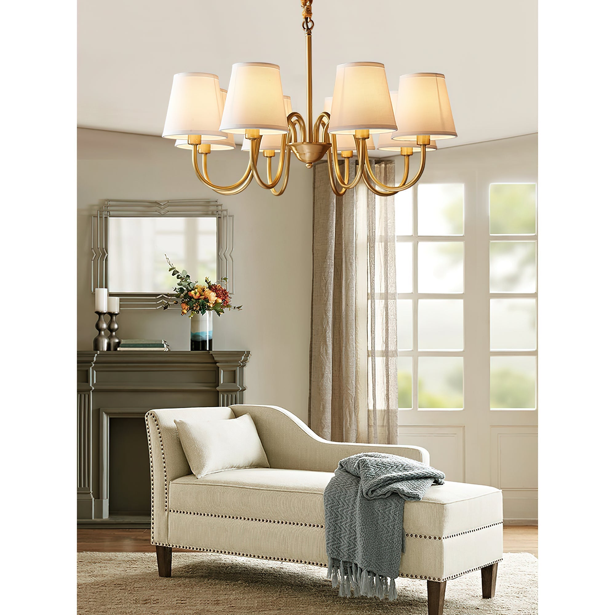 Aged Traditional Stacey Fabric Chandelier