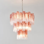 Aurora Chandelier Pink Glass Tubes Layered Modern