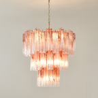 Aurora Chandelier Pink Glass Tubes Layered Modern