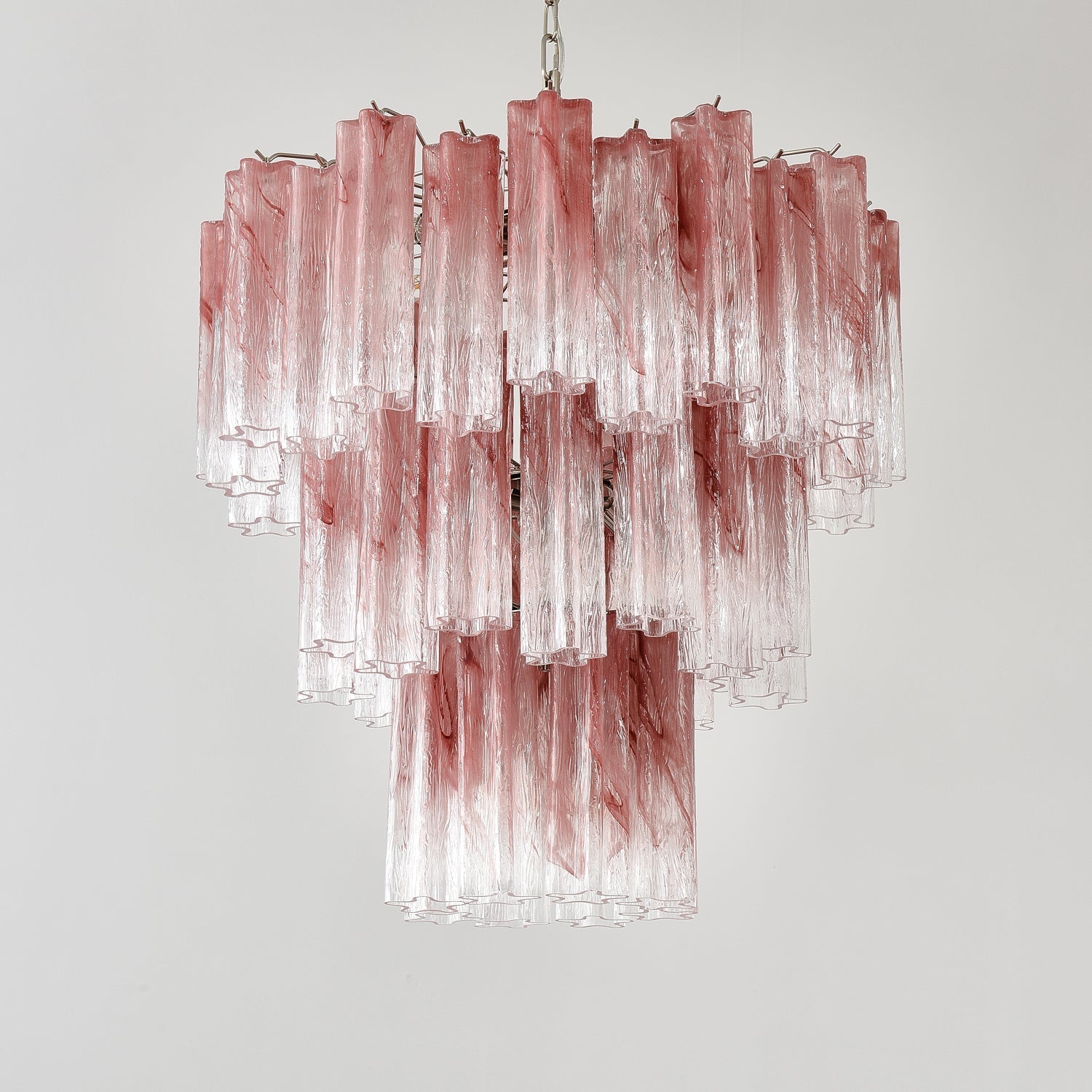 Aurora Chandelier Pink Glass Tubes Layered Modern