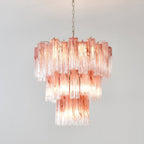 Aurora Chandelier Pink Glass Tubes Layered Modern