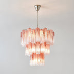 Aurora Chandelier Pink Glass Tubes Layered Modern