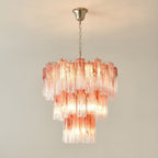 Aurora Chandelier Pink Glass Tubes Layered Modern