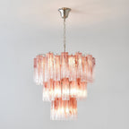 Aurora Chandelier Pink Glass Tubes Layered Modern