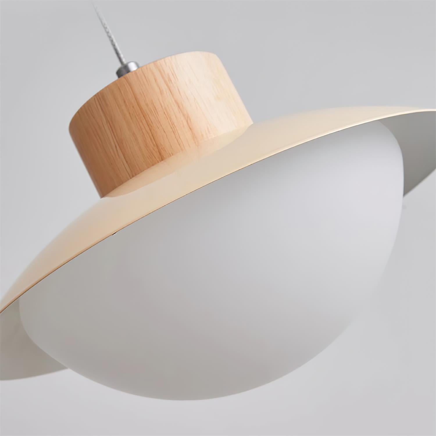 Pendant Lamp Metal and Wood PE Shade Dome Shape Minimalist