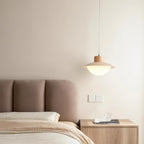 Pendant Lamp Metal and Wood PE Shade Dome Shape Minimalist