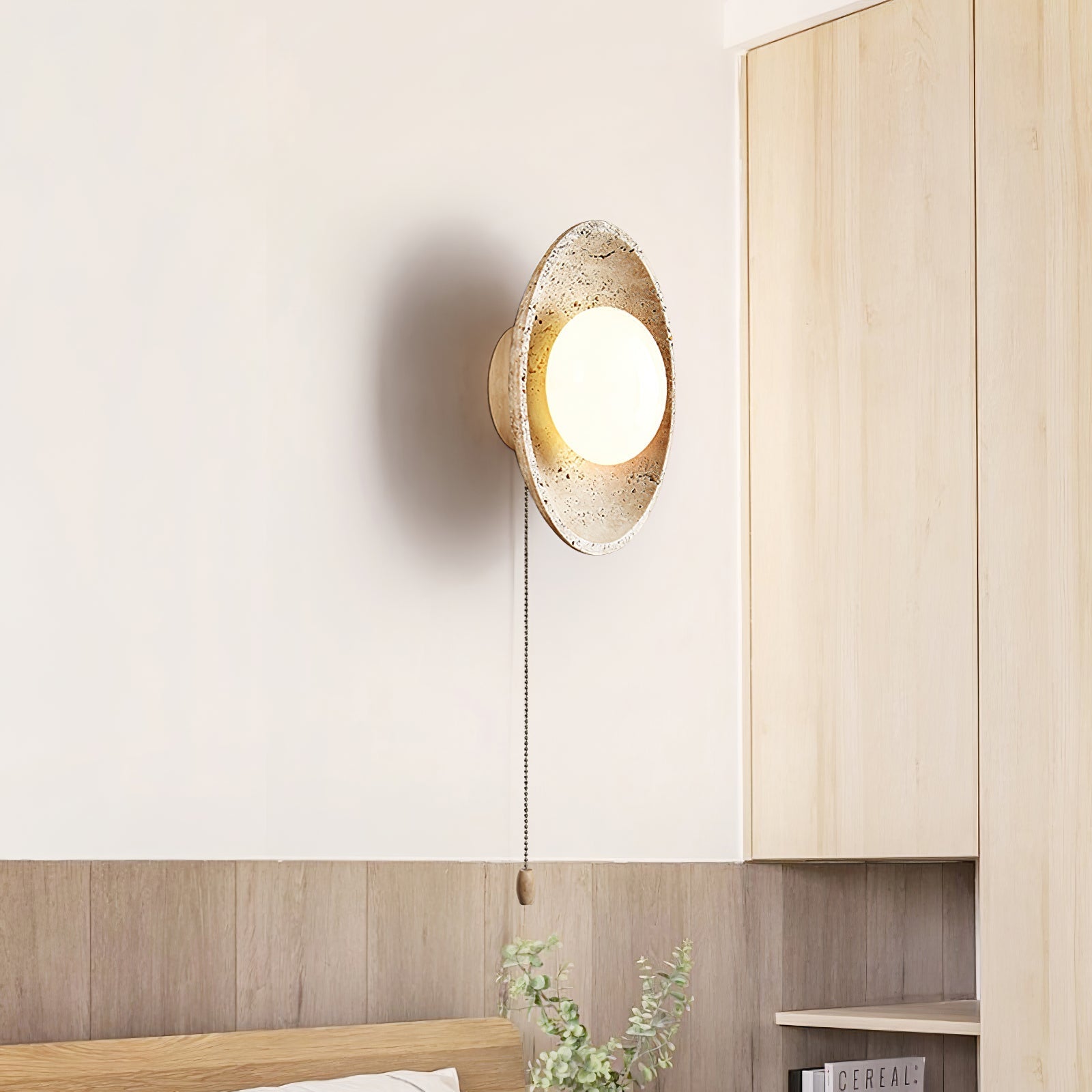 Vephair Bowl-Frame Travertine Wall Light