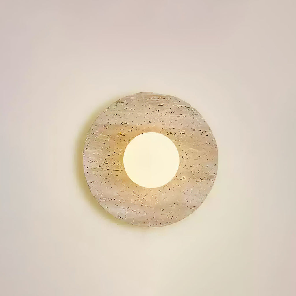 Vephair Bowl-Frame Travertine Wall Light