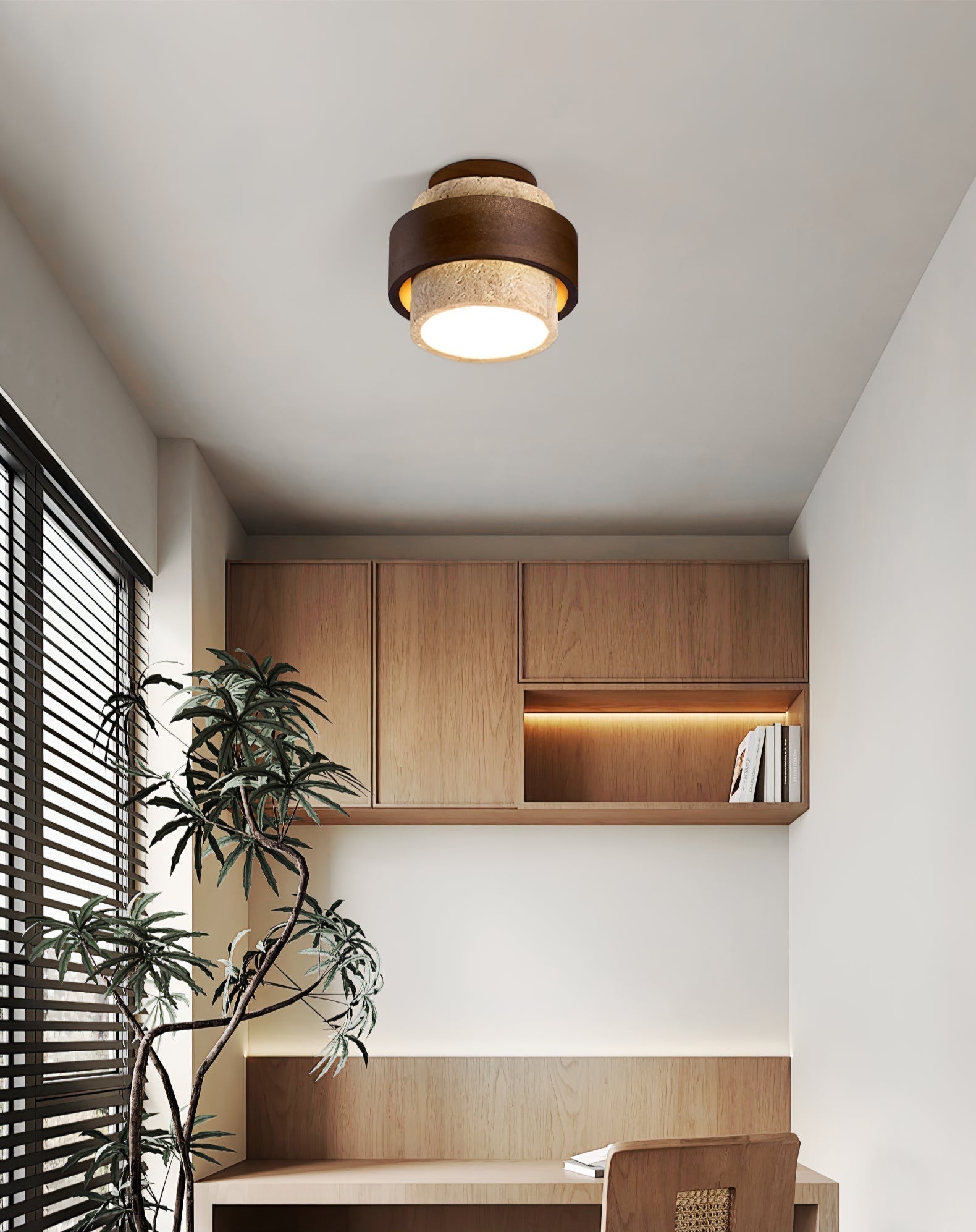 Eltalor Layered Ring Travertine Ceiling Light