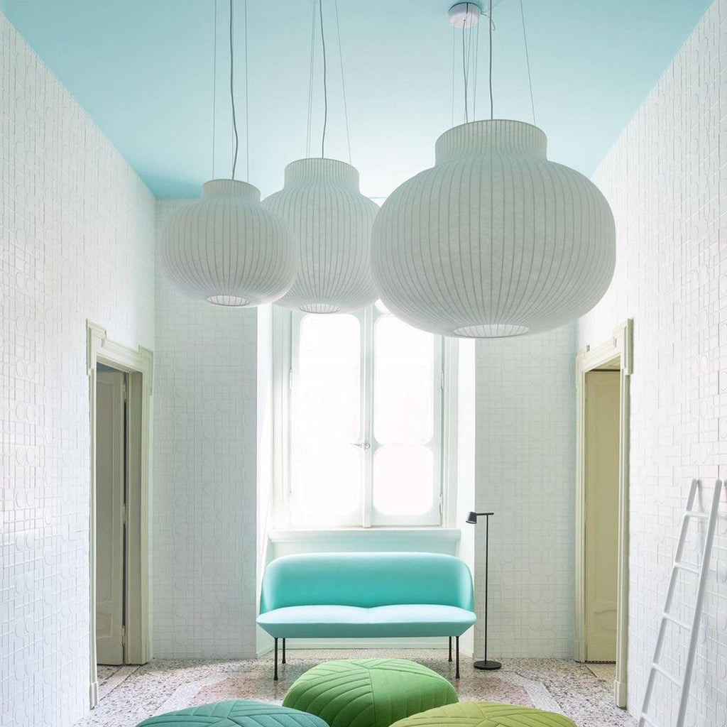 Pendant Light Silk Bell Shade Pleated Curved Modern Minimalist