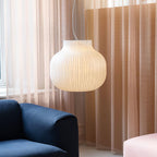 Pendant Light Silk Bell Shade Pleated Curved Modern Minimalist