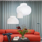 Pendant Light Silk Bell Shade Pleated Curved Modern Minimalist