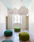 Pendant Light Silk Bell Shade Pleated Curved Modern Minimalist