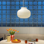 Pendant Light Silk Bell Shade Pleated Curved Modern Minimalist