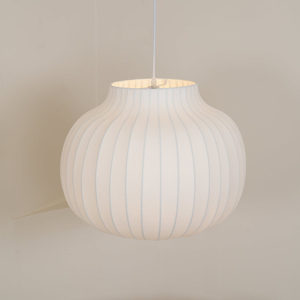 Pendant Light Silk Bell Shade Pleated Curved Modern Minimalist