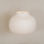 Pendant Light Silk Bell Shade Pleated Curved Modern Minimalist