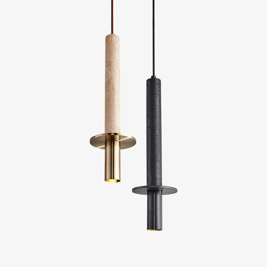 Avdoryra Dual Cylinder Travertine Pendant Light
