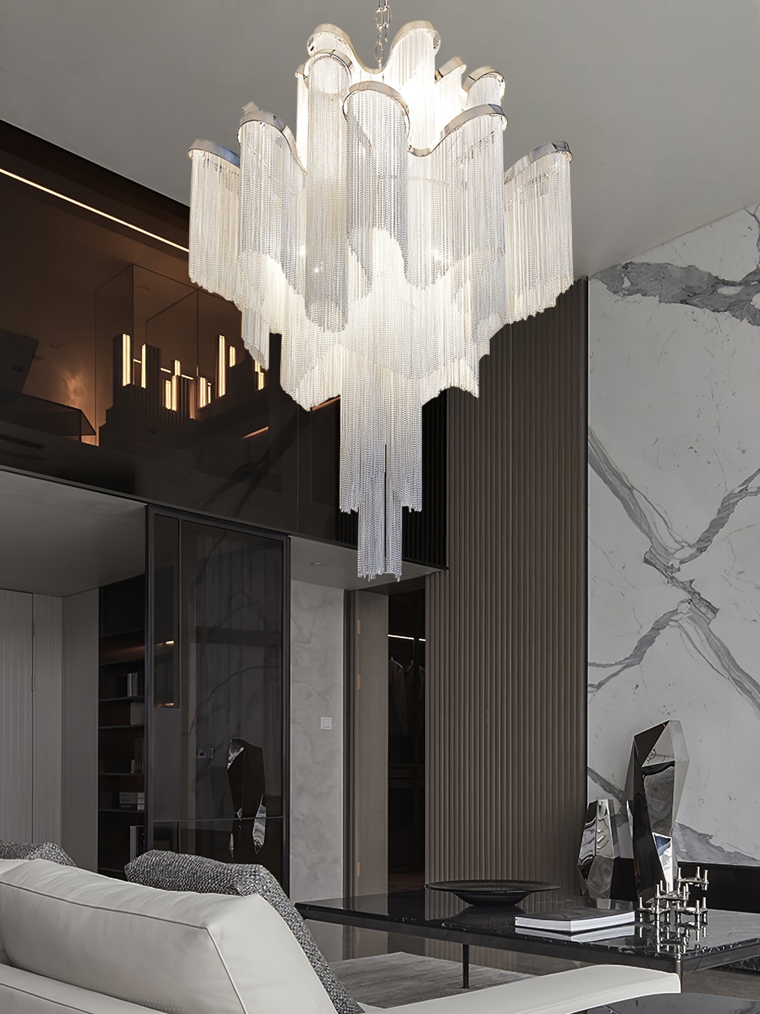 Lustra Pendant Lamp Stream Chain Nickel