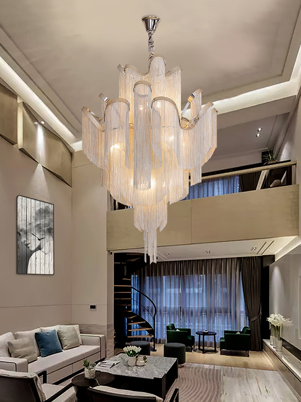 Lustra Pendant Lamp Stream Chain Nickel