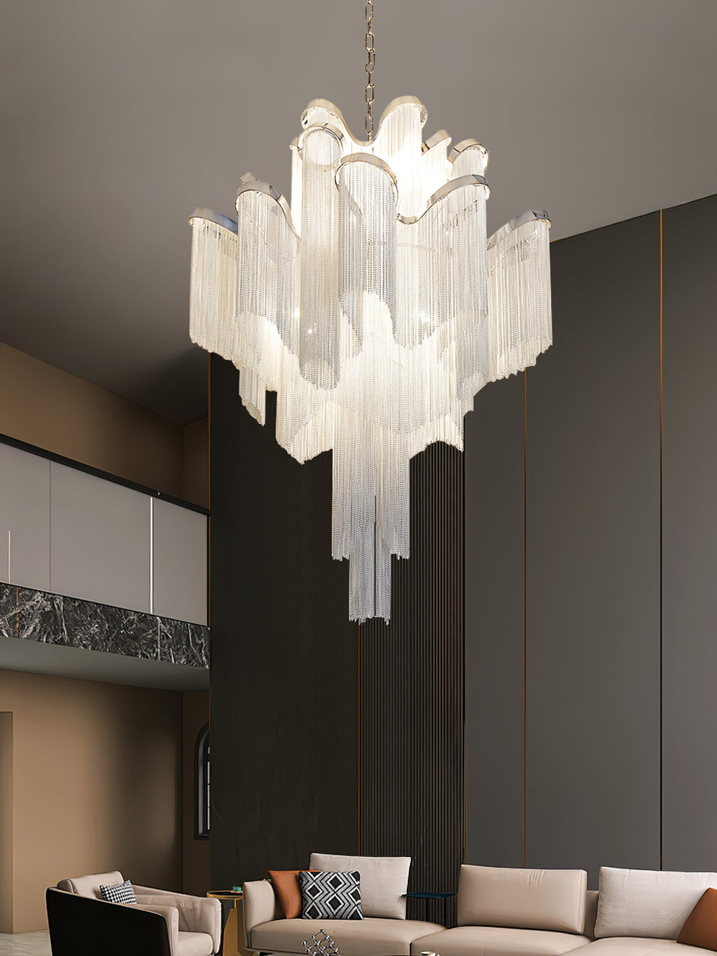 Lustra Pendant Lamp Stream Chain Nickel