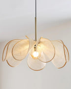 Pendant Lamp Petal Plant Fiber Shade Brown Glass Bohemian