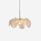 Pendant Lamp Petal Plant Fiber Shade Brown Glass Bohemian