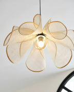 Pendant Lamp Petal Plant Fiber Shade Brown Glass Bohemian