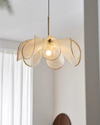 Pendant Lamp Petal Plant Fiber Shade Brown Glass Bohemian