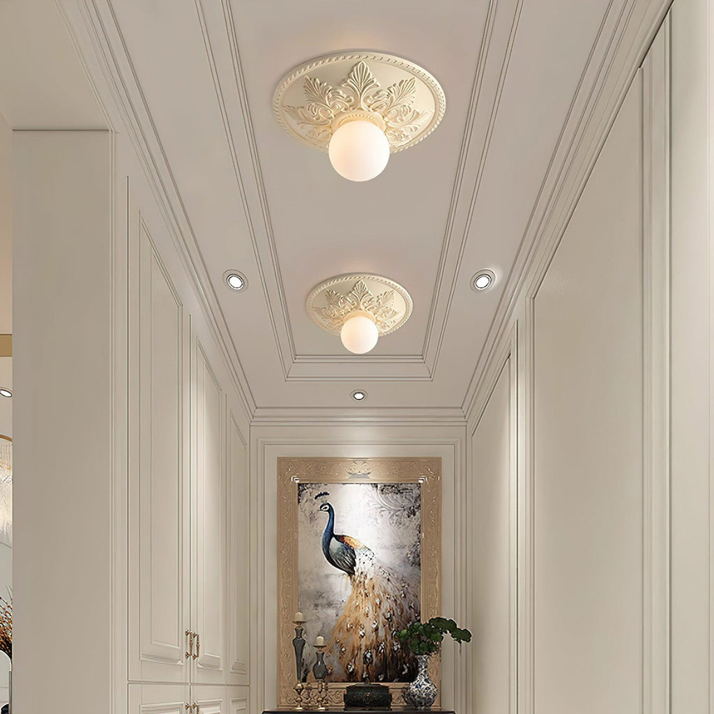 Ceiling Light Resin Canopy Glass Globe Classic Ornate