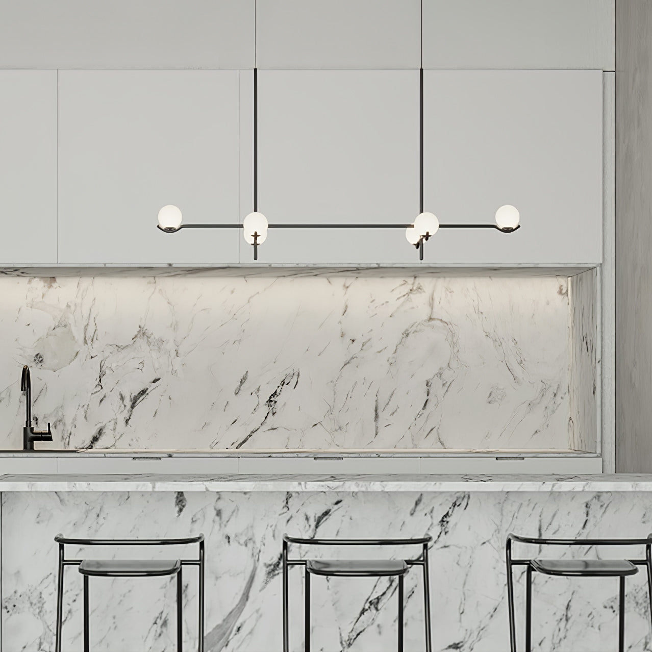 Fayno White Globe Chandelier